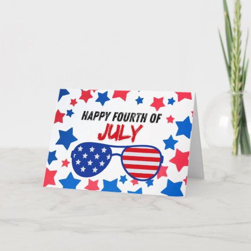 Fourth of July Sunglasses and Stars Card