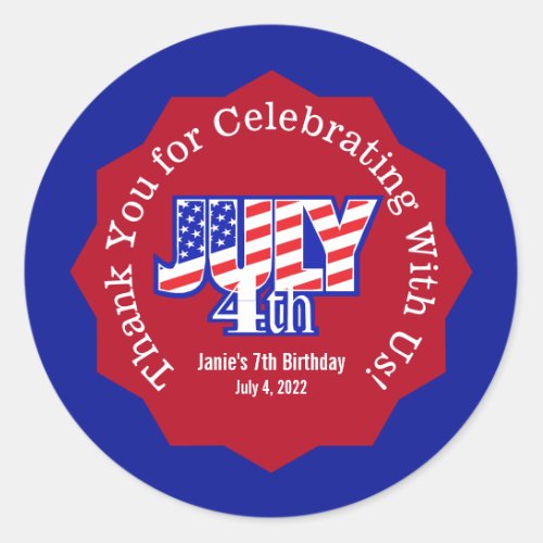 Fourth of July Thank You Sticker