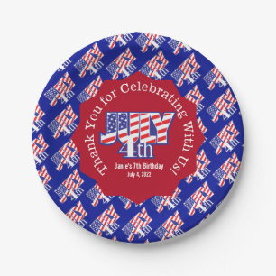 Fourth of July Thank You Sticker Square Paper Coas Paper Plates