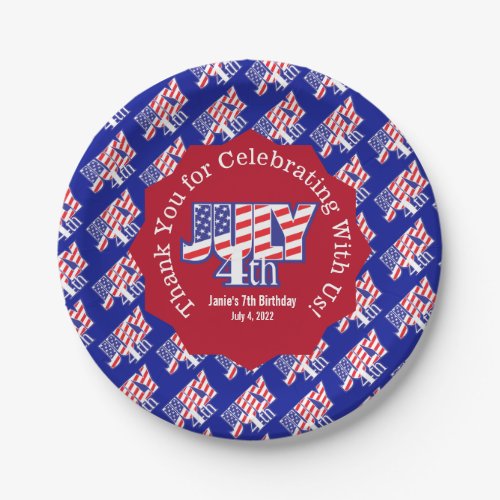 Fourth of July Thank You Sticker Square Paper Coas Paper Plates