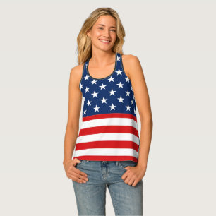 Fourth of July usa Party America Flag Tank Top