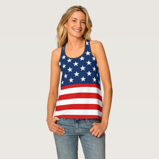 Fourth of July usa Party America Flag Tank Top (Front Full)