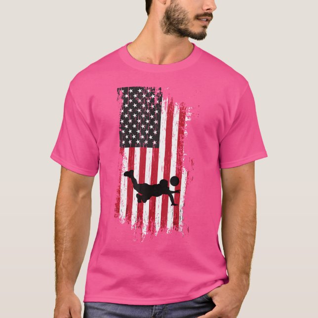 Fourth Of July Volleyball American Flag Volleyball T-Shirt (Front)