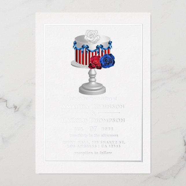 Fourth of July Wedding Foil Invitation (Front)