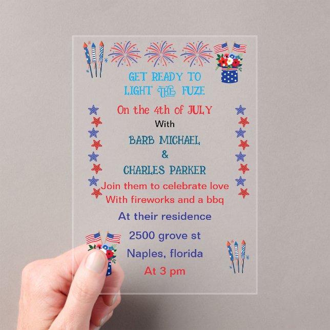 Fourth of july wedding invitation flag colors (Insitu (Handheld))