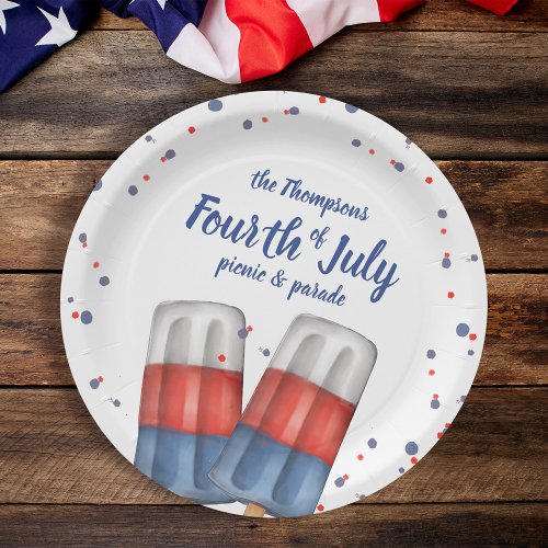 Fourth of July Whimsical Patriotic Red White Blue Paper Plates