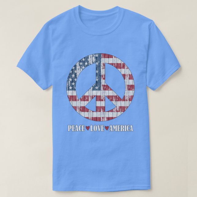 Fourth th of July American Flag Peace TShirt (Design Front)