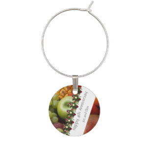 Fourth Wedding Anniversary Fruit and Flowers Wine Charm