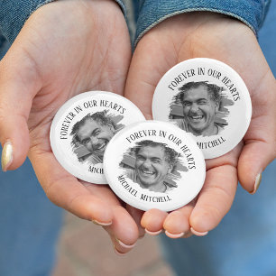 Fover In Our Hearts Brushed Photo Funeral Button