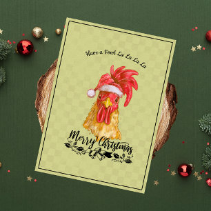 Fowl La La La La Chicken Merry Christmas Holiday Card