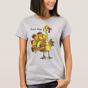 Fowl Play Cartoon Gold Turkey T shirt