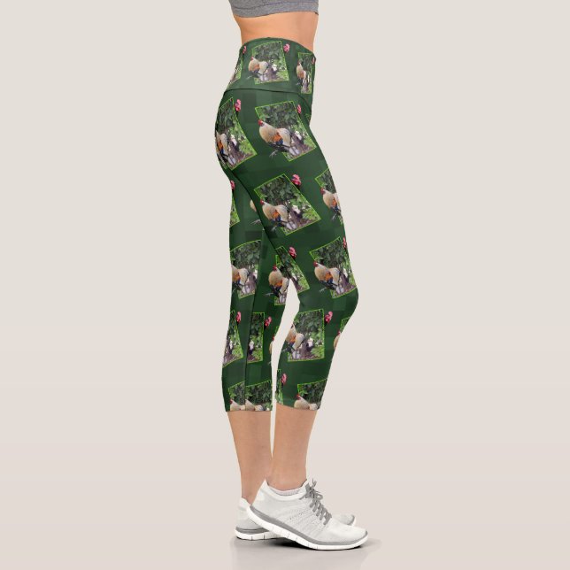 **"Fowl Play: Chicken Hide-and-Seek in 3D"** Capri Leggings (Right)