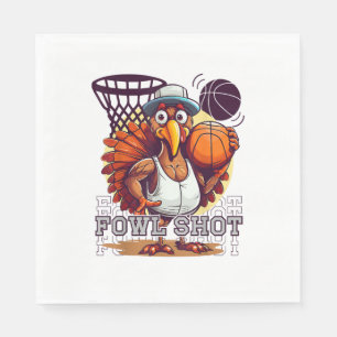 Fowl shot -Happy Thanksgiving Funny Turkey Basketb Napkins