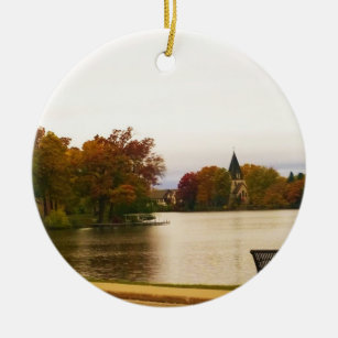 Fowler Lake in Autumn, WI Ceramic Ornament