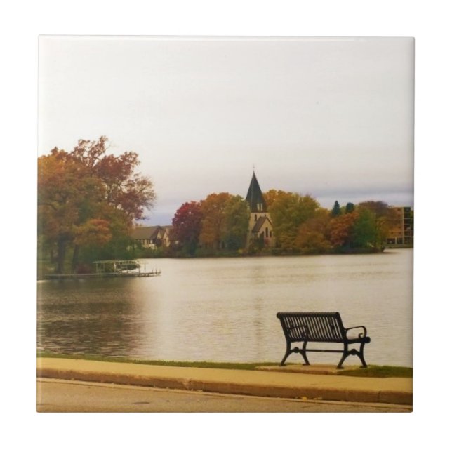 Fowler Lake in Autumn, WI Ceramic Tile (Front)