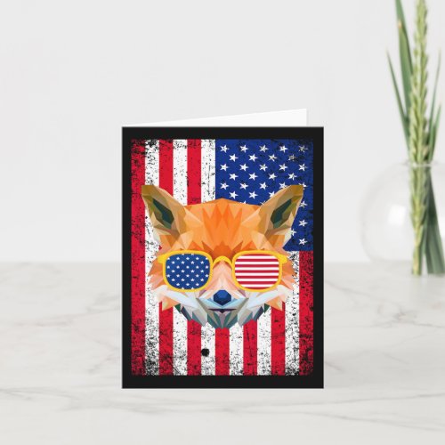 Fox 4th Of July Sungles Usa American Flag  Card