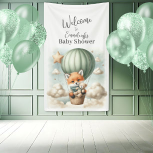 Fox Adventure Balloon Baby Shower Vertical Welcome Banner