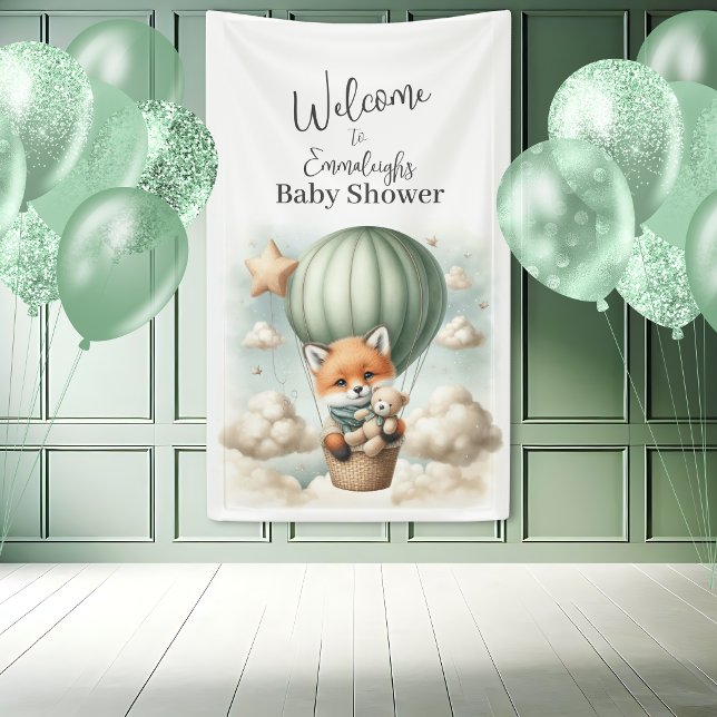 Fox Adventure Balloon Baby Shower Vertical Welcome Banner (Creator Uploaded)