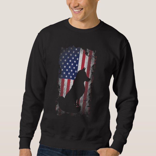 Fox American Flag Proud Usa Patriot Fox Sweatshirt (Front)