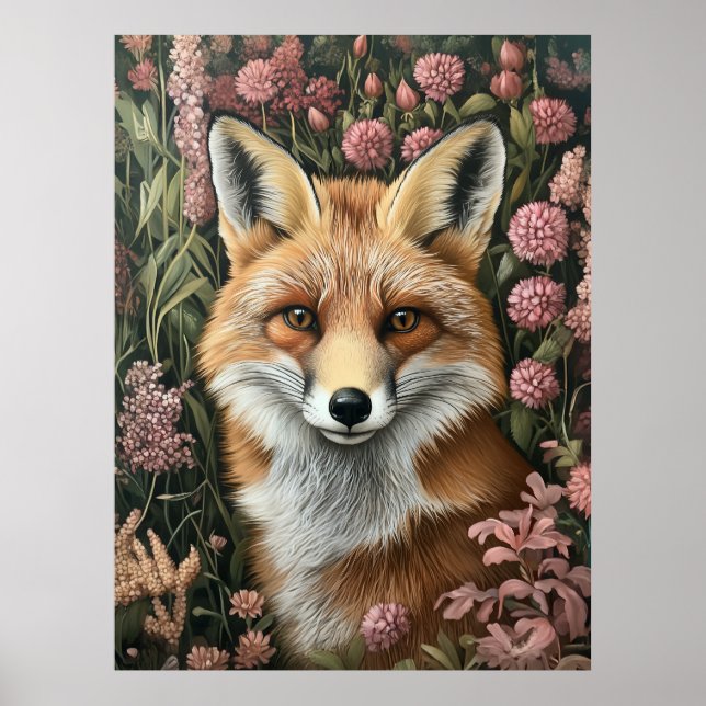 Fox Among Spring Blooms Poster (Front)