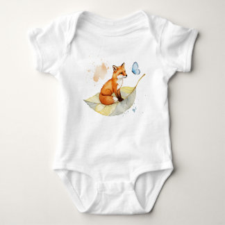  Fox and a butterfly  Baby Bodysuit