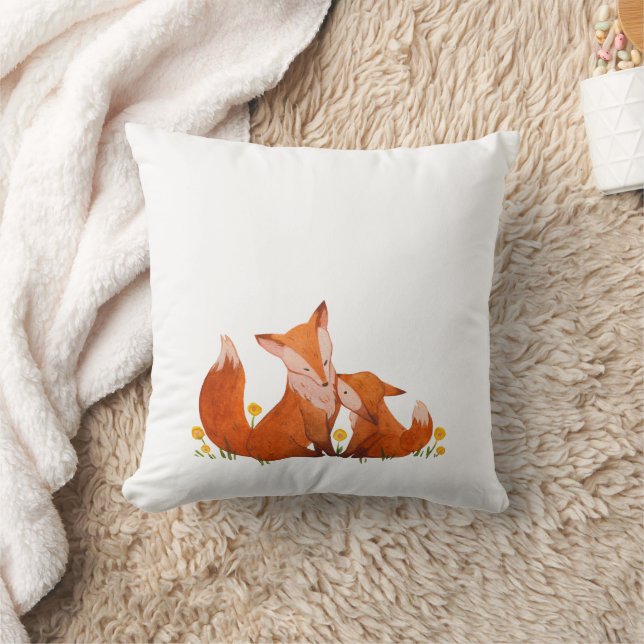  Fox and Baby Throw Pillow (Blanket)
