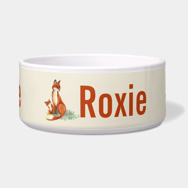 Fox and Baby Watercolor Illustration Custom Bowl (Front)