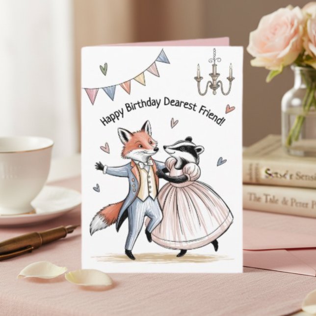 Fox and Badger Regency Ball Happy Birthday Dearest Card (Creator Uploaded)