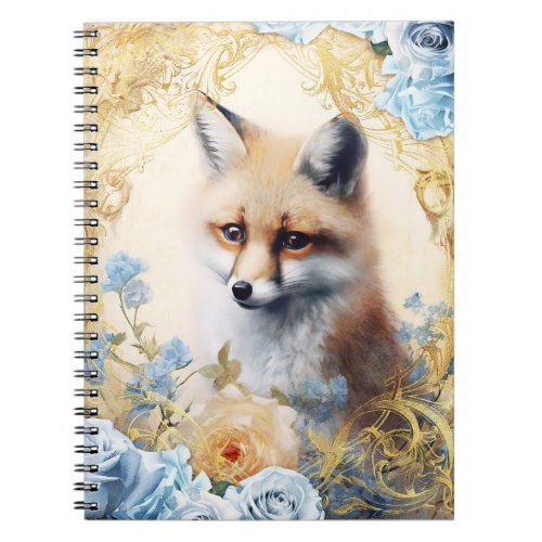 Fox and Blue Roses Notebook