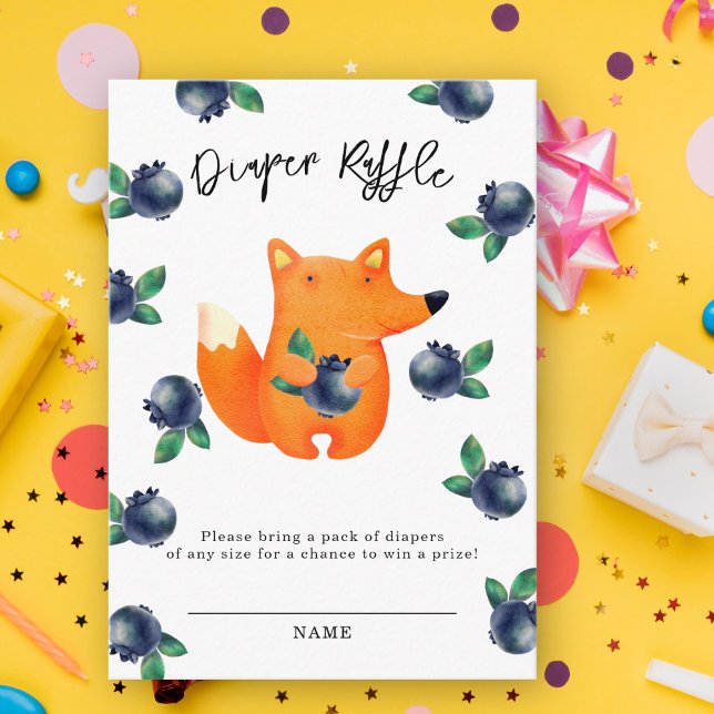 Fox and blueberries - diaper raffle enclosure card (Creator Uploaded)