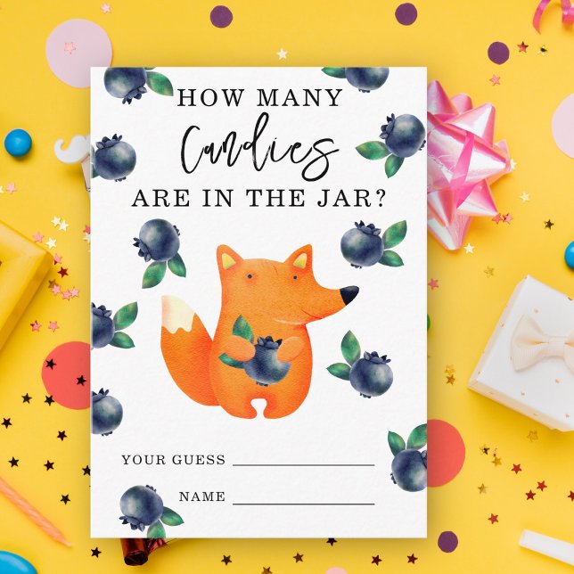 Fox and blueberries - guess how many candies enclosure card (Creator Uploaded)