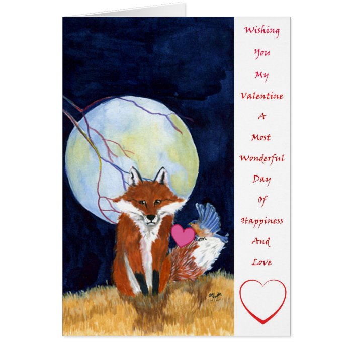 Fox and bluebird valentine card