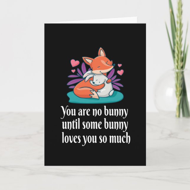 Fox And Bunny Couple Love Peace Friends Card (Front)