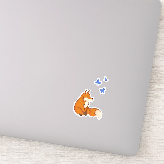 Fox and Butterflies Sticker (Detail)