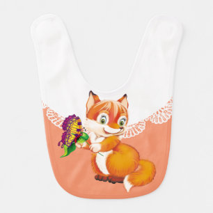 fox and butterfly baby bib