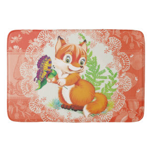 fox and butterfly bathroom mat