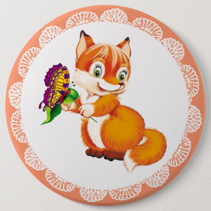 fox and butterfly button