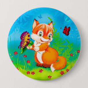 fox and butterfly button