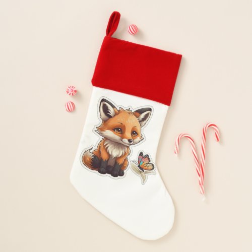 Fox and butterfly christmas stocking