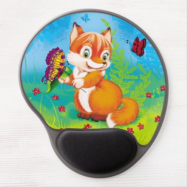 fox and butterfly gel mouse pad (Front)