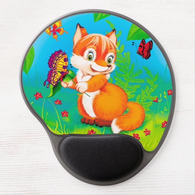 fox and butterfly gel mouse pad (Front)