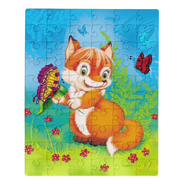 fox and butterfly jigsaw puzzle (Puzzle Vertical)