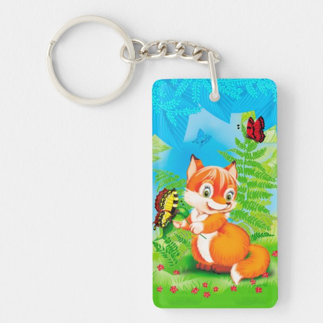 fox and butterfly keychain (Front)