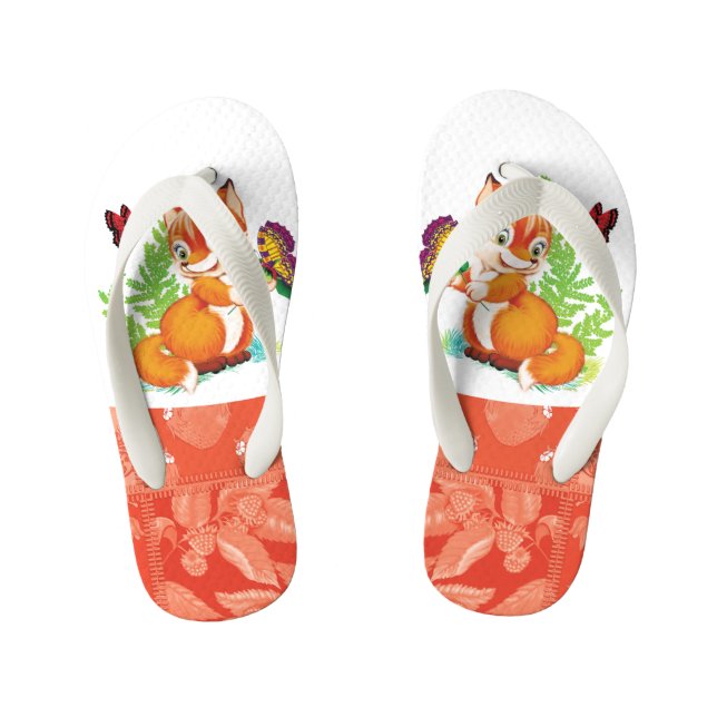 fox and butterfly kid's flip flops (Footbed)