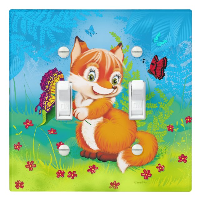 fox and butterfly light switch cover (In Situ)