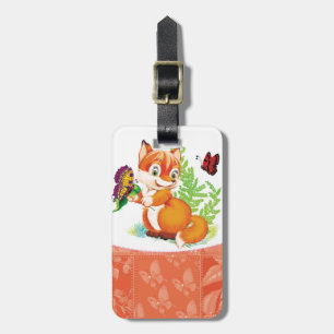 fox and butterfly luggage tag