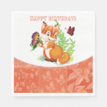 fox and butterfly paper napkins