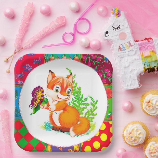 fox and butterfly paper plates (Party)