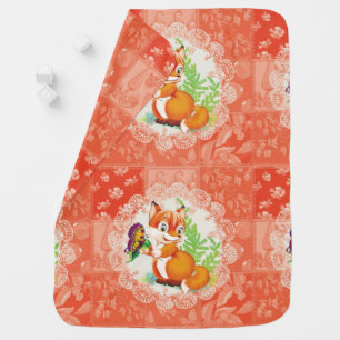 fox and butterfly pattern baby blanket