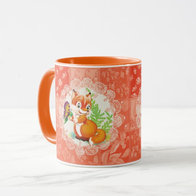 fox and butterfly pattern mug (Front Left)
